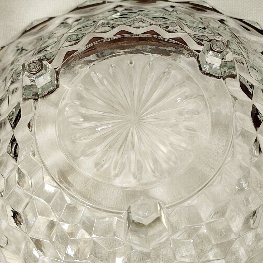 Colony Whitehall Clear Footed Bowl 10" cube cubist glass midcentury vintage - Picture 6 of 13